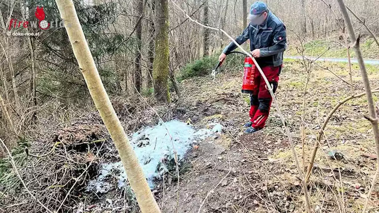 Nö: Rosenbauer-Mitarbeiter hält brennenden Müll in Wald in Schach