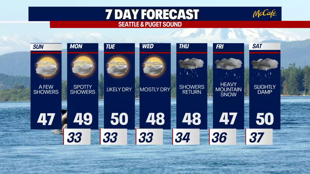 Seattle weather: Pops of lowland flurries ahead with cool weather