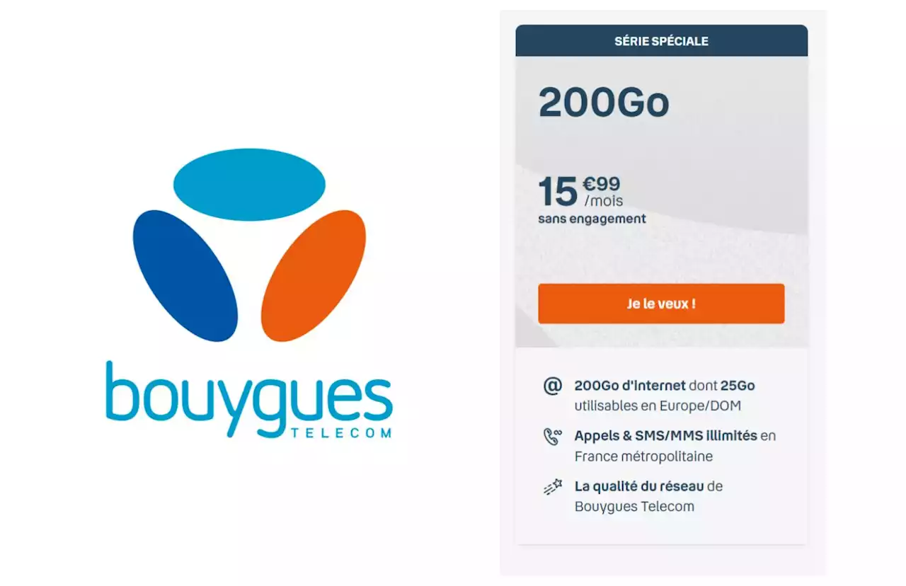 Bouygues propose le meilleur forfait 200 Go du moment via ses offres B&You