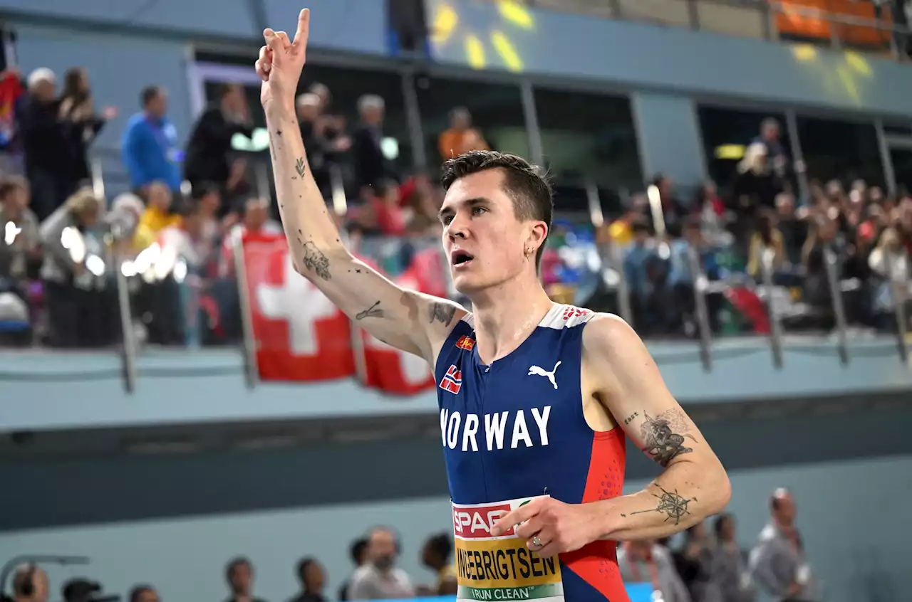 Jakob Ingebrigtsen completes 1,500m/3,000m double at European Indoors