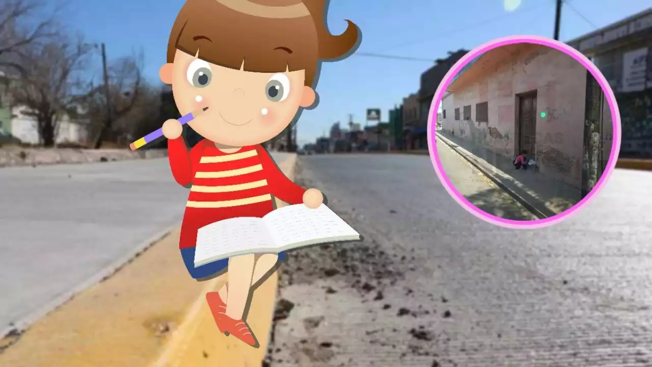 Captan a niña haciendo tarea en la banqueta mientras madre vende dulces | FOTO VIRAL