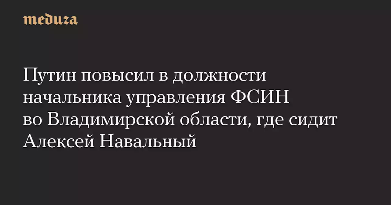 Путин повысил в должности начальника управления ФСИН во Владимирской области, где сидит Алексей Навальный — Meduza