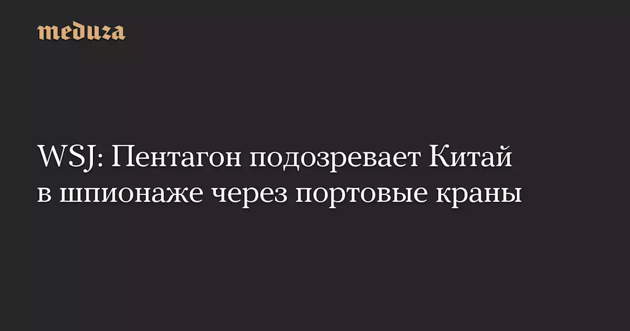 WSJ: Пентагон подозревает Китай в шпионаже через портовые краны — Meduza