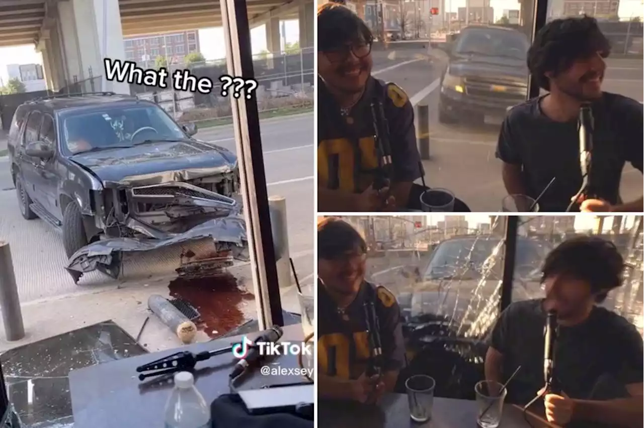 SUV crashes into Houston coffee shop, narrowly missing podcasters