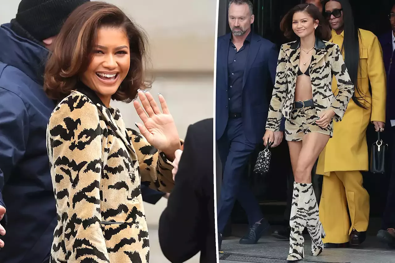 Zendaya Takes A Walk On The Wild Side In A Tiger-Print Suit At