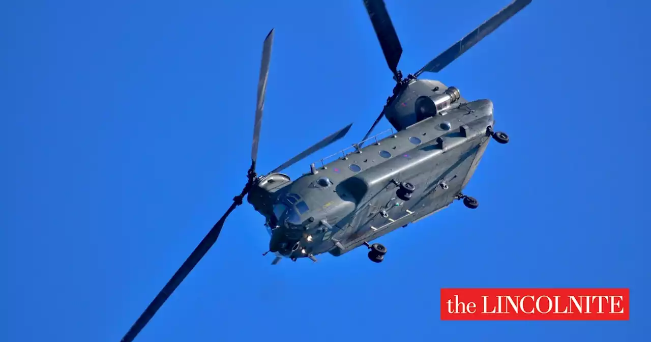 Chinook helicopters carry out live fire training at Lincolnshire range