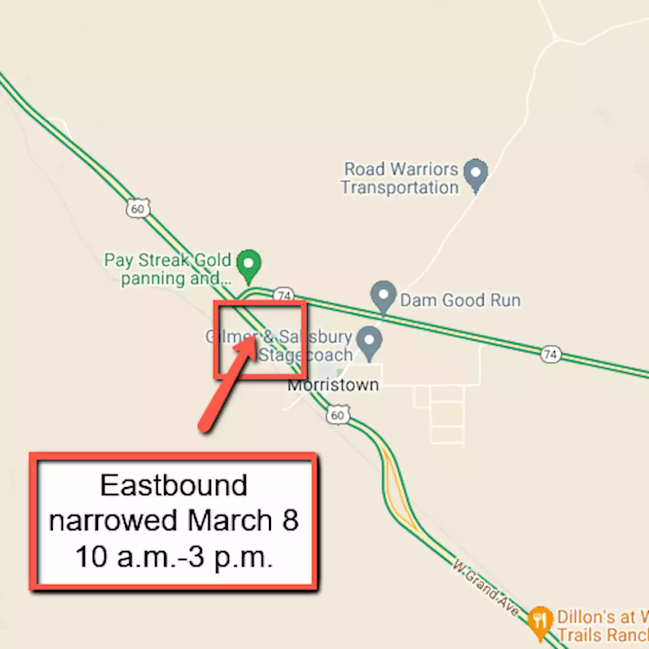 UPDATE: Eastbound US 60 (Grand Avenue) lane restrictions planned near Morristown March 8