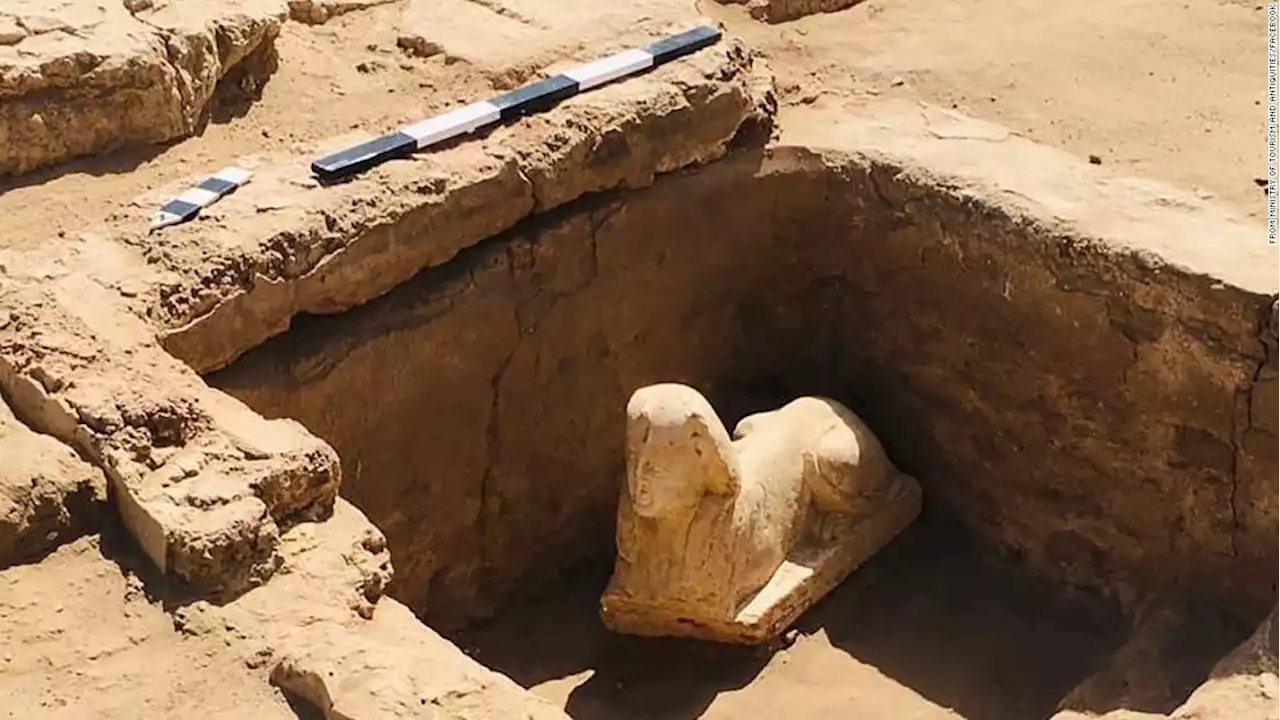 Archaeologists uncover sphinx-like statue and shrine in Egypt