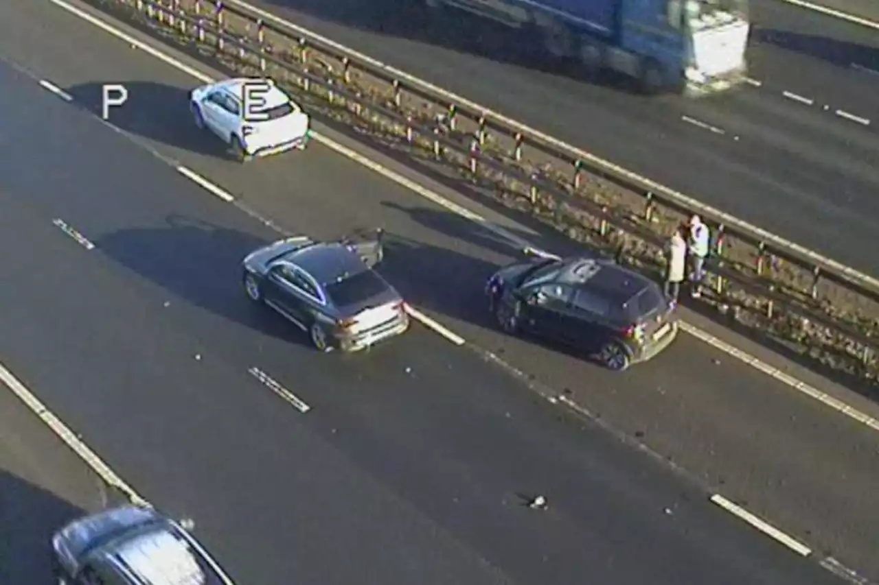 Travel chaos as three-car crash disrupts traffic on motorway near Glasgow