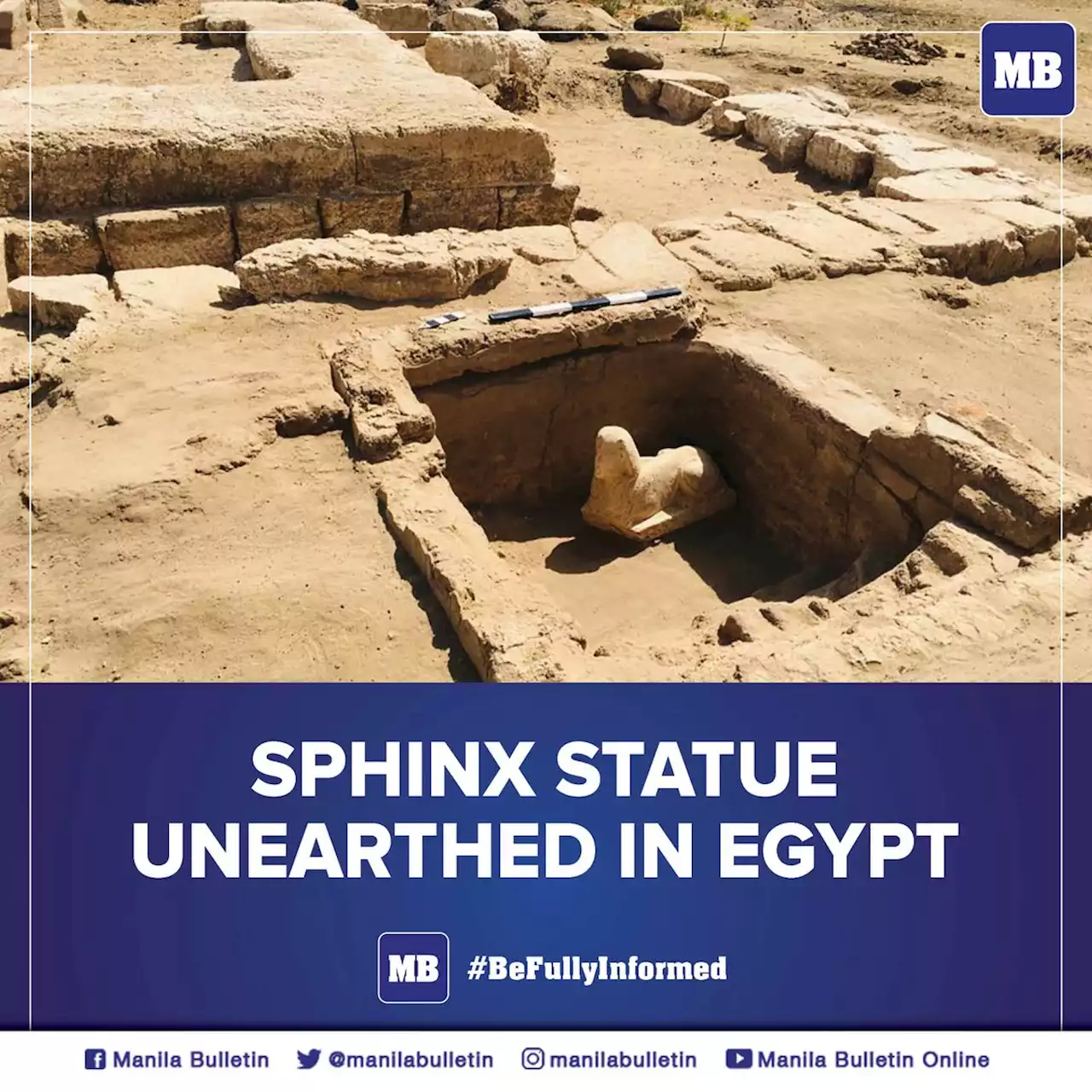 Smiley, dimpled sphinx statue unearthed in Egypt