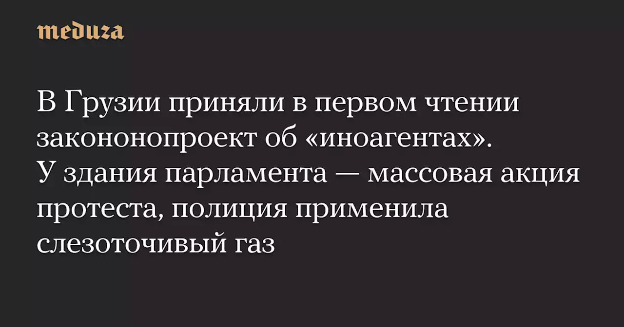 В Грузии приняли в первом чтении закононопроект об «иноагентах». У здания парламента — массовая акция протеста, полиция применила слезоточивый газ — Meduza