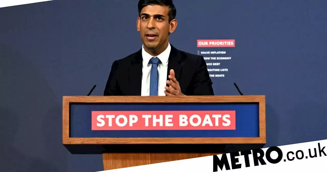 Rishi brings back 'CBeebies voice' to unveil new 'Stop The Boats' podium