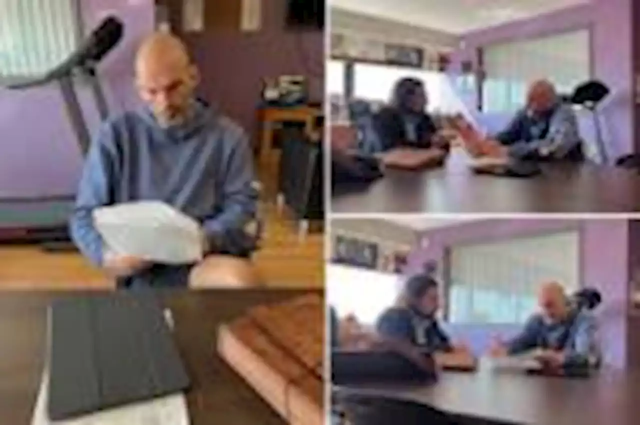 Fetterman shown working in first pics since depression hospitalization