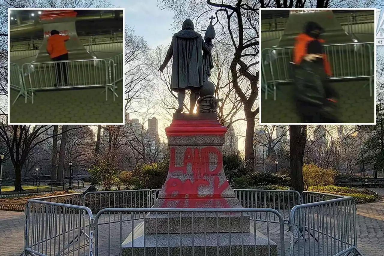 Photos show pair who scrawled ‘Murderer’ on Christopher Columbus statue: NYPD