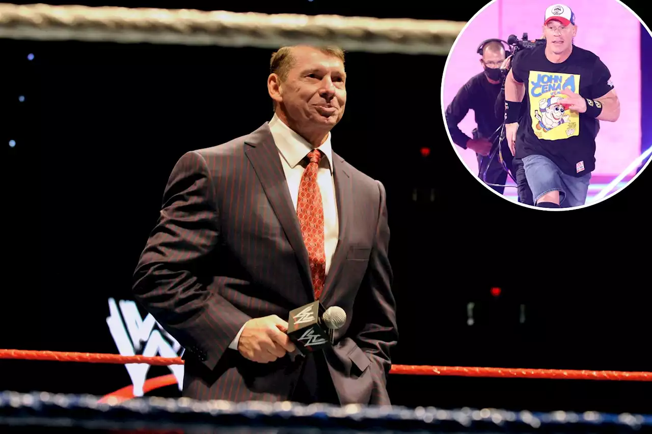 Vince McMahon backstage at WWE’s ‘Monday Night Raw’ with John Cena returning