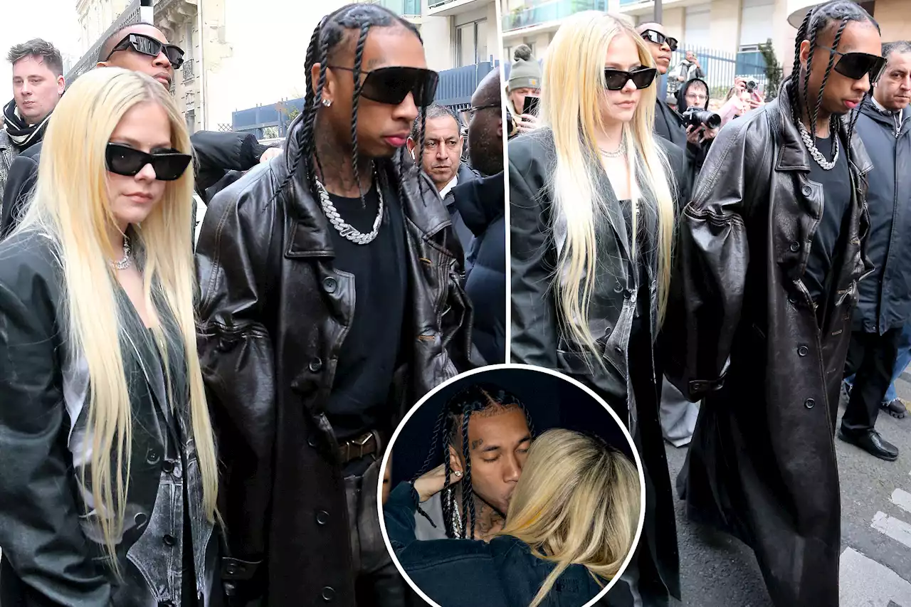 Avril Lavigne and Tyga match in leather looks after confirming relationship