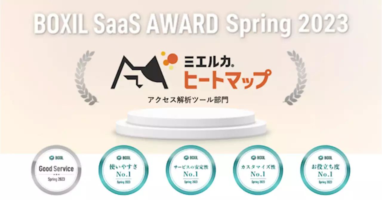 ミエルカヒートマップ「BOXIL SaaS AWARD Spring 2023」アクセス解析ツール部門で「Good Service」「使いやすさNo.1」など合計５つの称号に選出