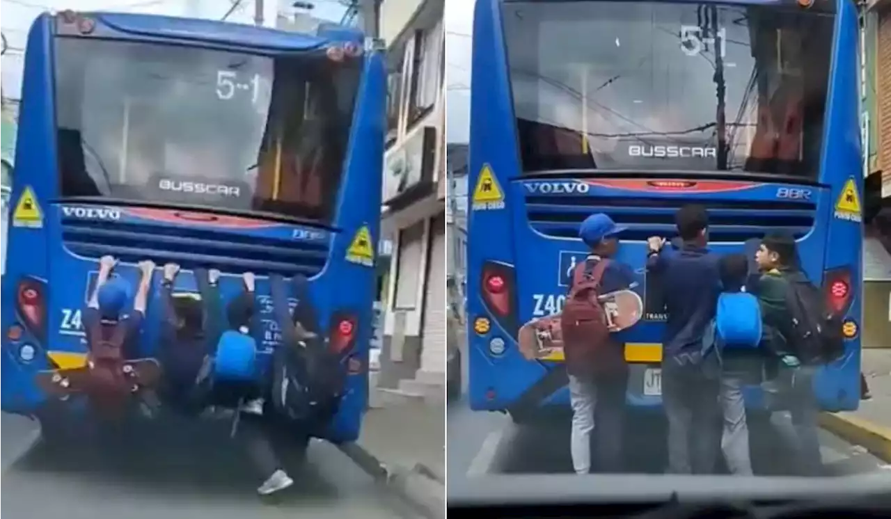 Niños en Bogotá ponen en riesgo sus vidas con peligrosas maniobras en bus del SITP - Pulzo