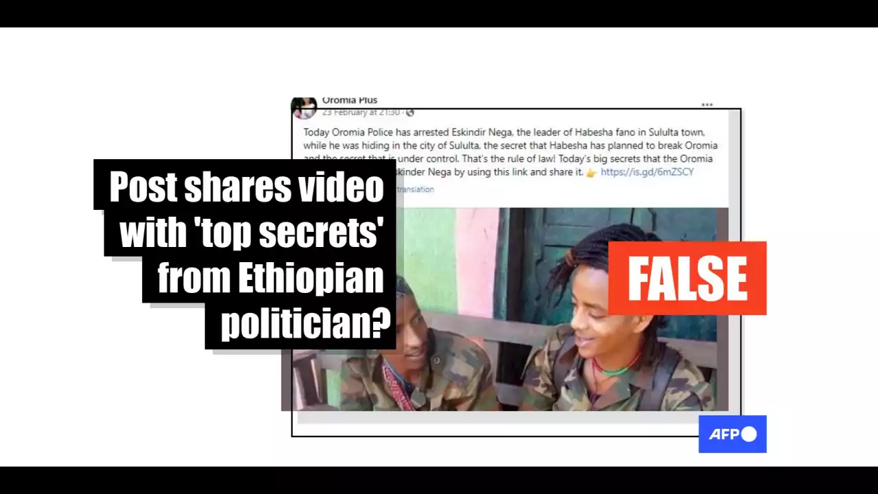 Clickbait post falsely claims to reveal video with ‘top secret’ plans by Ethiopian politician