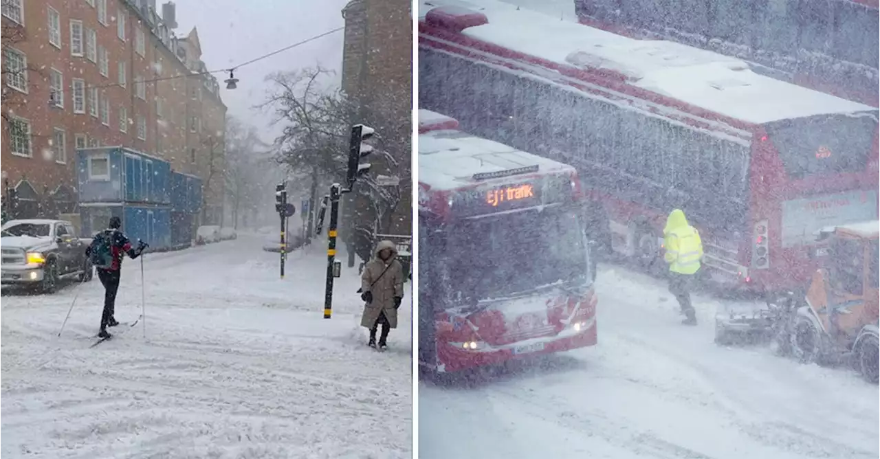 Flera busslinjer inställda i väderkaos: 'Man får ha tålamod'