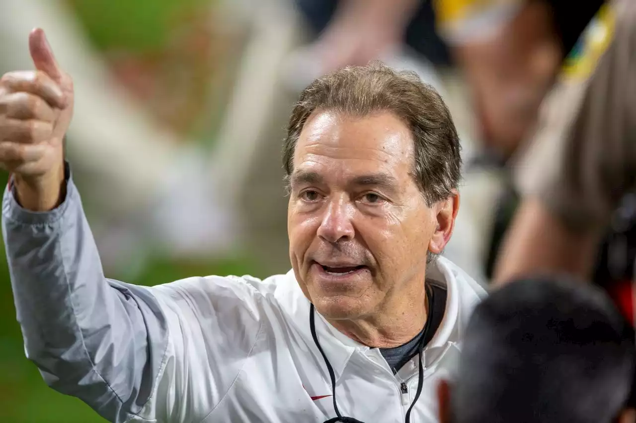 Alabama football coach Nick Saban gives a new kind of pep talk