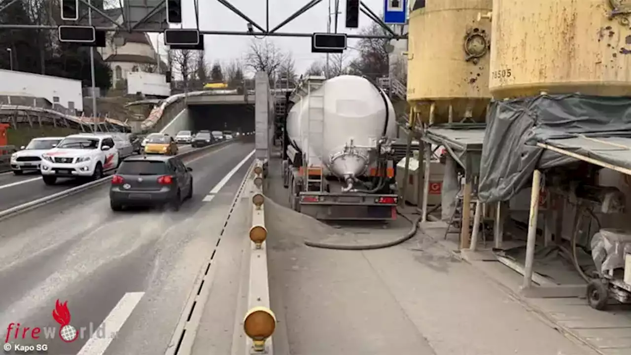 Schweiz: Lkw-Lenker erstickt bei Panne beim Betonstaub-Abladen auf A1-Baustelle in Staubwolke