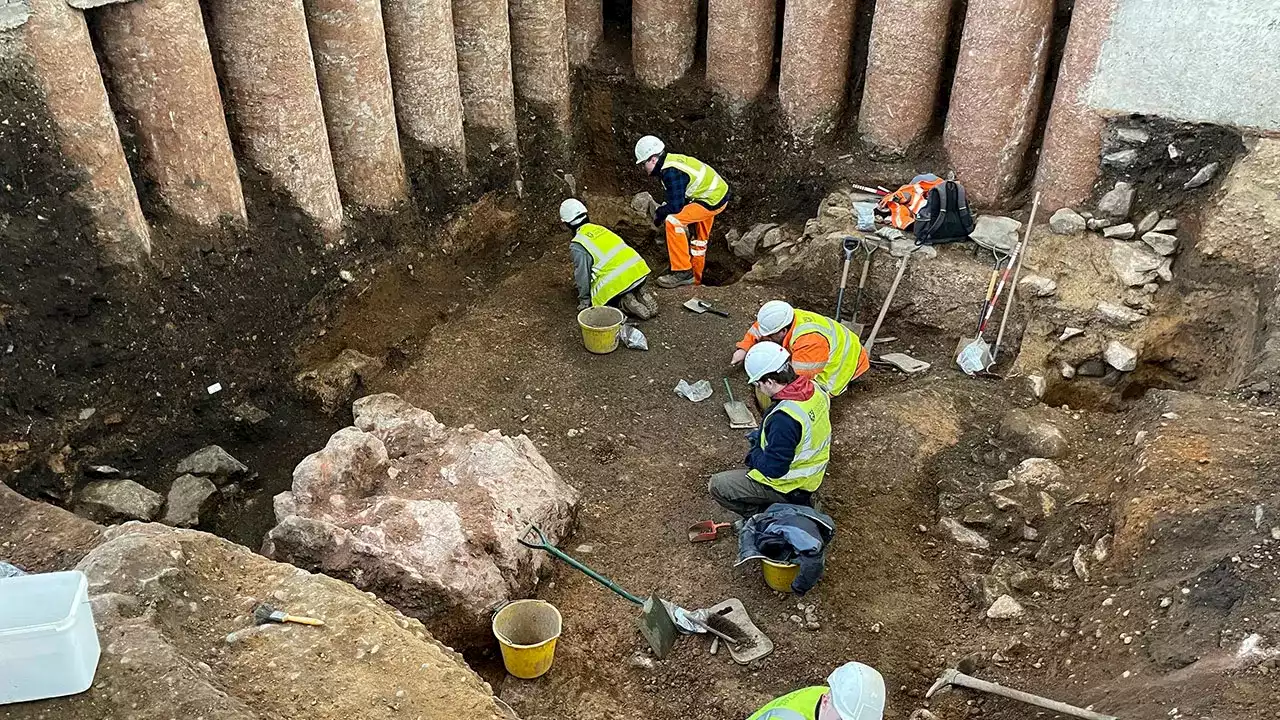 Roman shrine unearthed beneath former graveyard of a cathedral in England