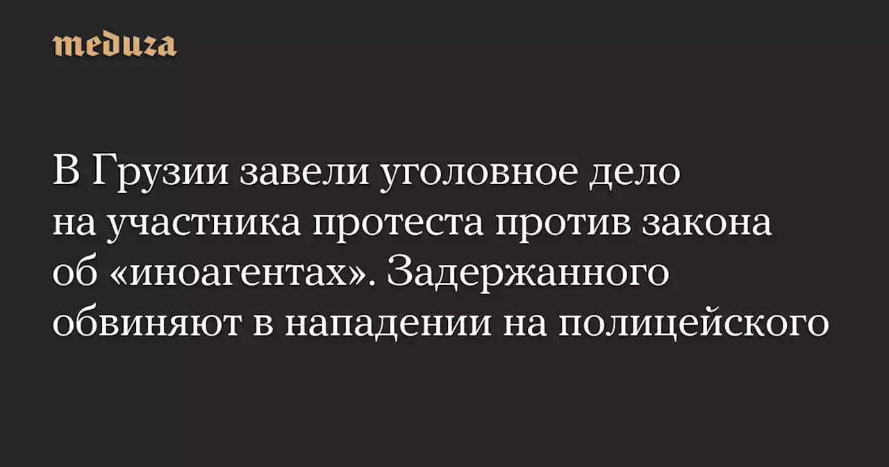 В Грузии завели уголовное дело на участника протеста против закона об «иноагентах». Задержанного обвиняют в нападении на полицейского — Meduza