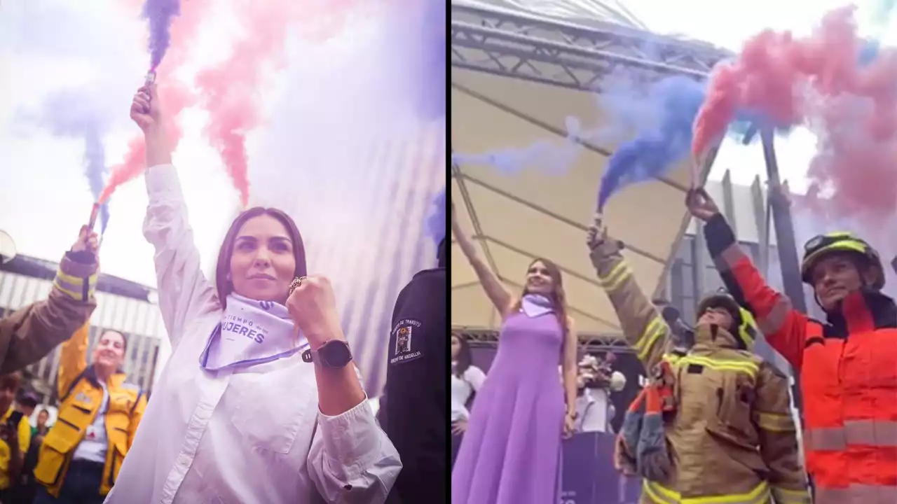 [VIDEO] DAGRD y Bomberas de Medellín salieron a encender luz en conmemoración a las mujeres