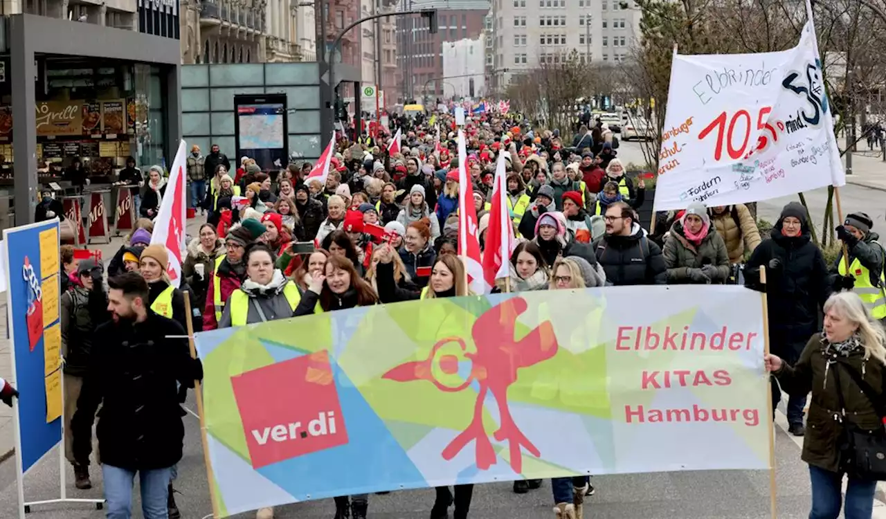 Streik in Hamburg: Viele Kitas dicht – Tausende Erzieher protestieren