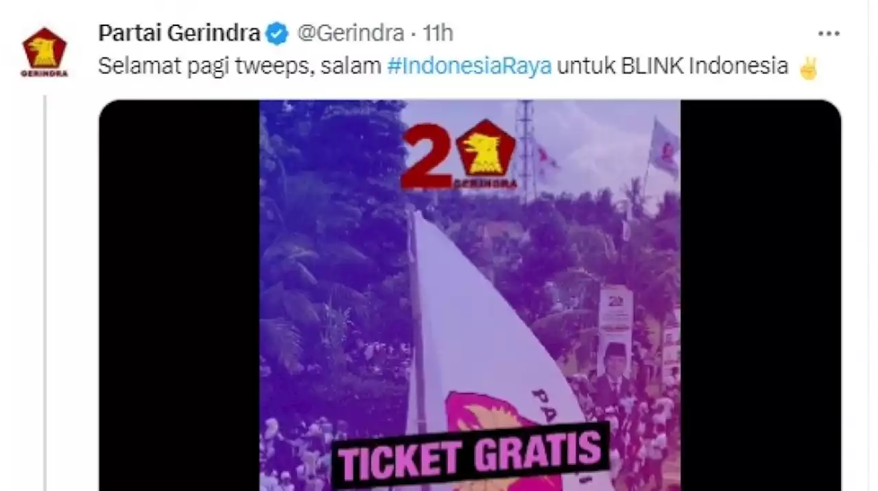 Partai Gerindra Bagi-bagi Tiket Konser Blackpink Gratis, Warganet: Nontonnya Dipangku Pak Prabowo Gak?