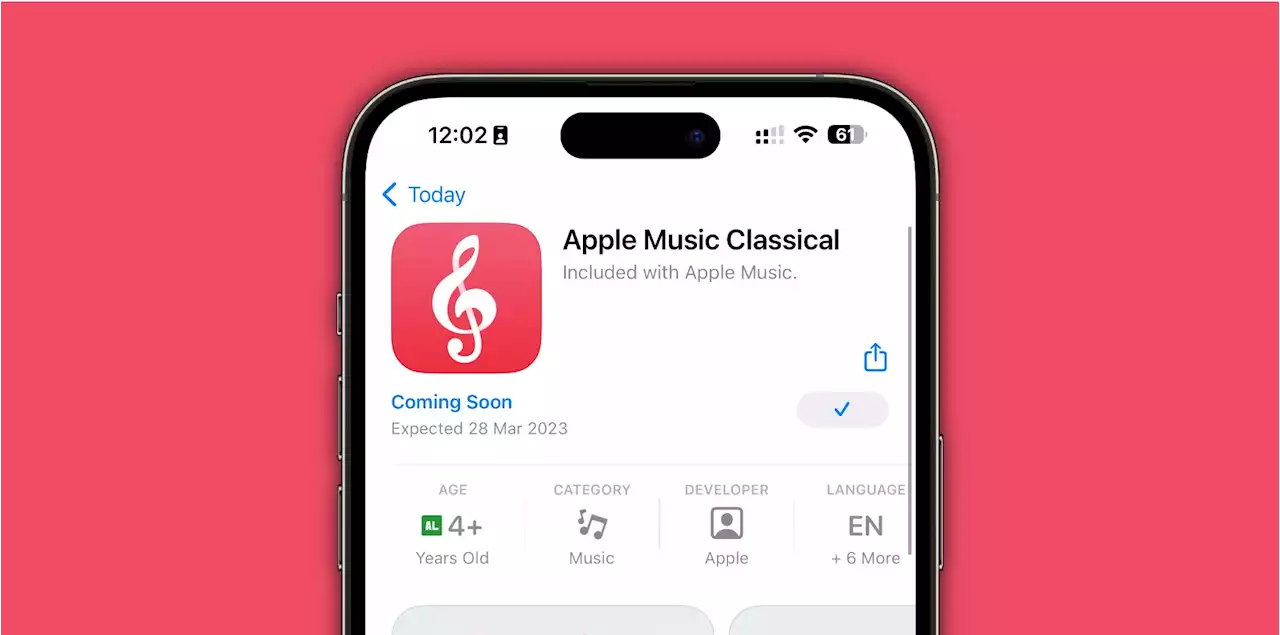 Apple Music Classical launches on March 28