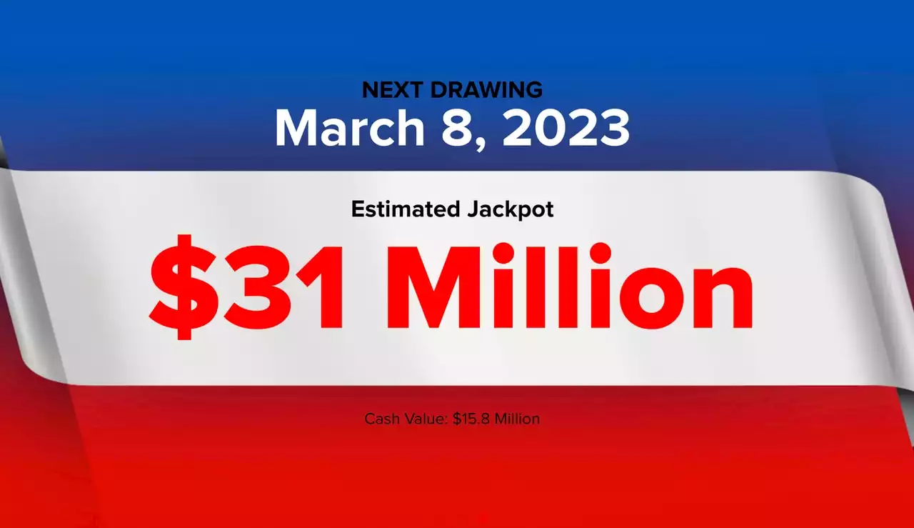 Powerball winning numbers for Wednesday, March 8, 2023; jackpot $31 million