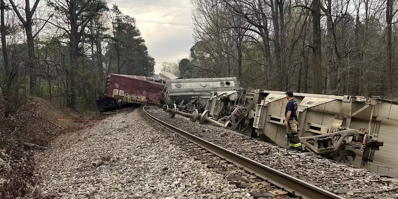 Train derails in east Calhoun County