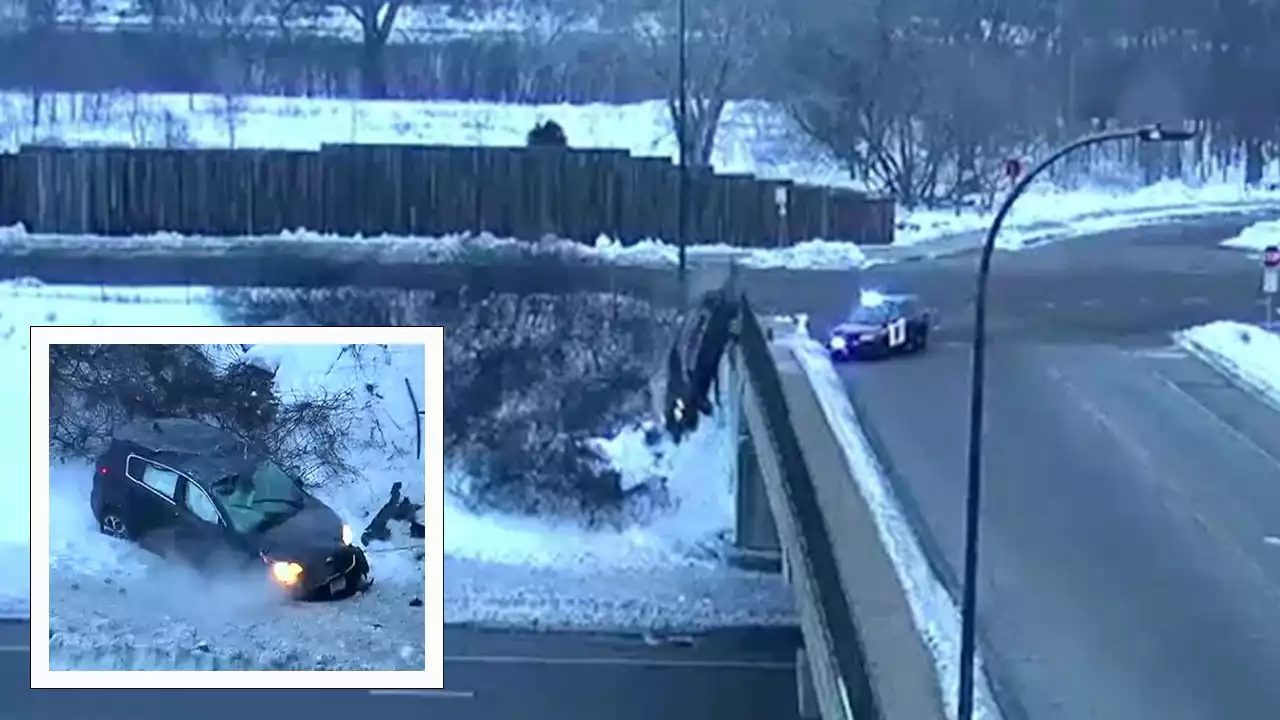 Stolen Kia high-speed chase ends with crash off bridge in Minneapolis