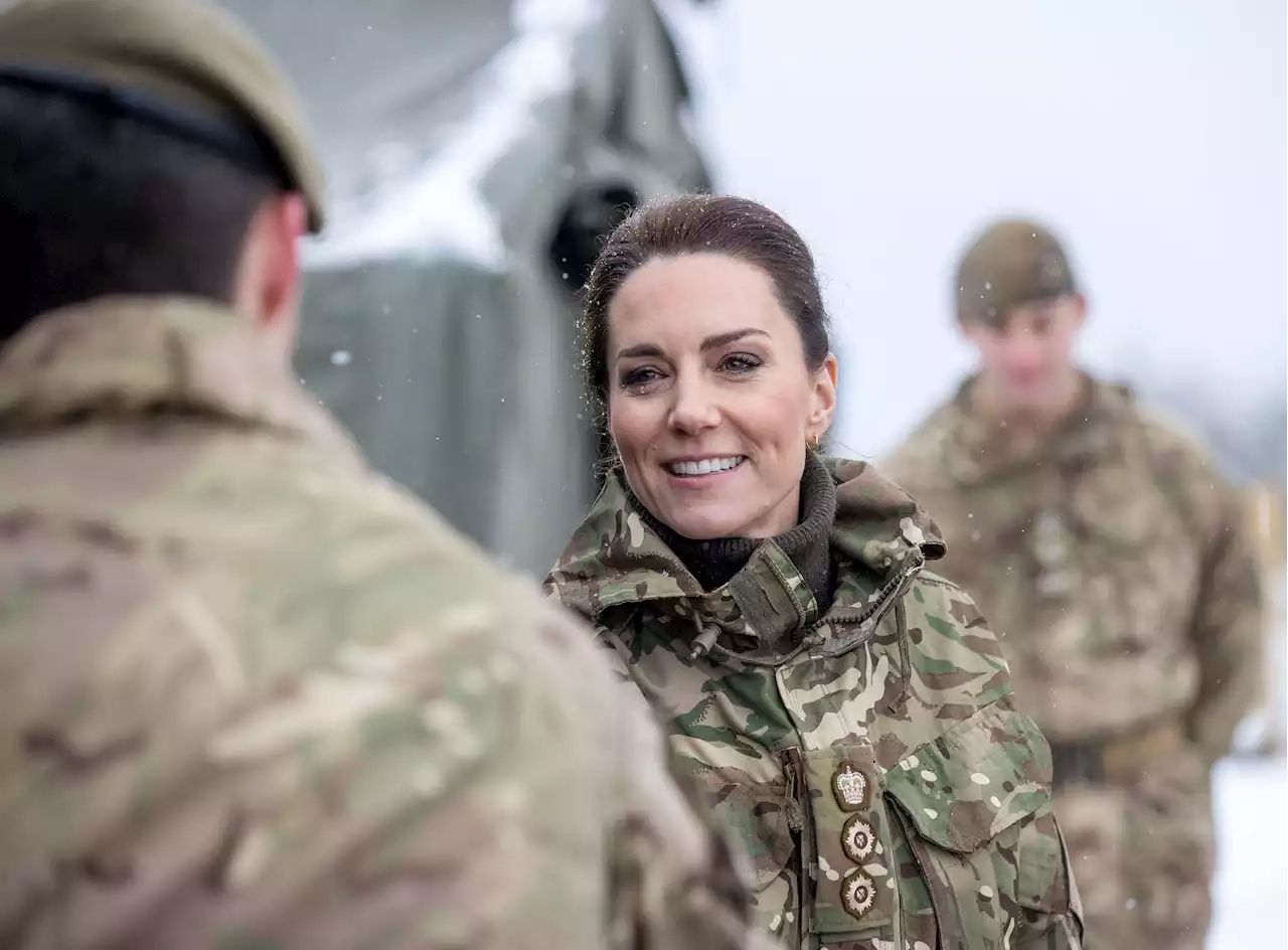 Kate Middleton wears camo gear as she visits Irish Guards with new honorary colonel title