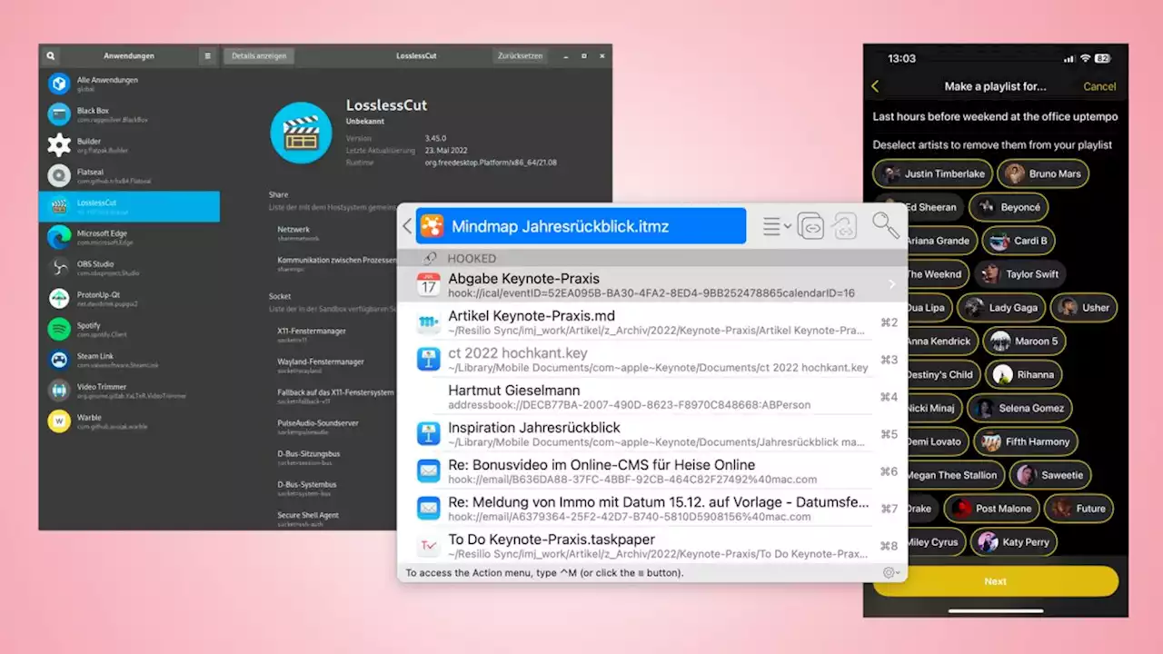 Kurztests: Linux-Tool Flatseal, Mac-App Hookmark, Playlist-App PlaylistAI