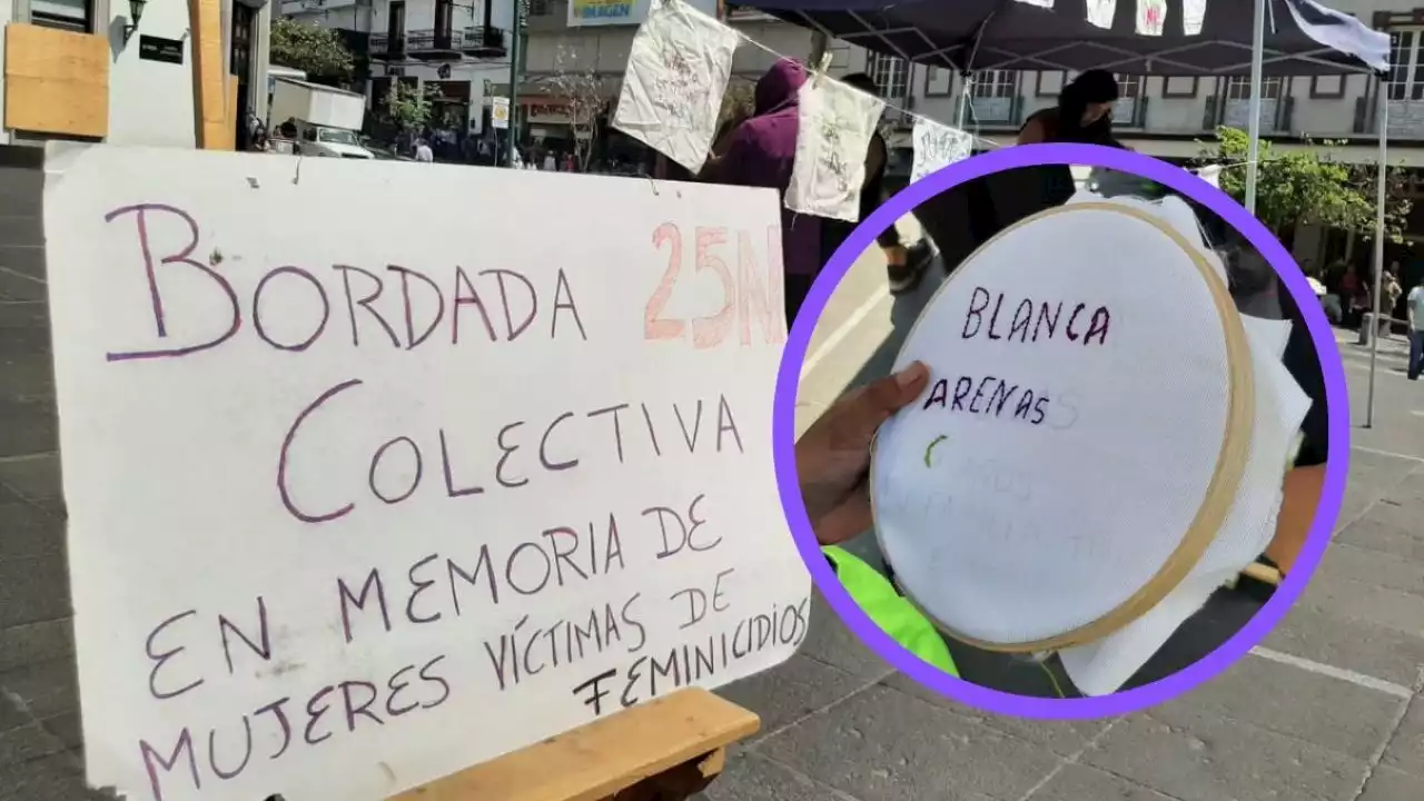 Colocan bordados colectivos en memoria de víctimas de feminicidio en Xalapa