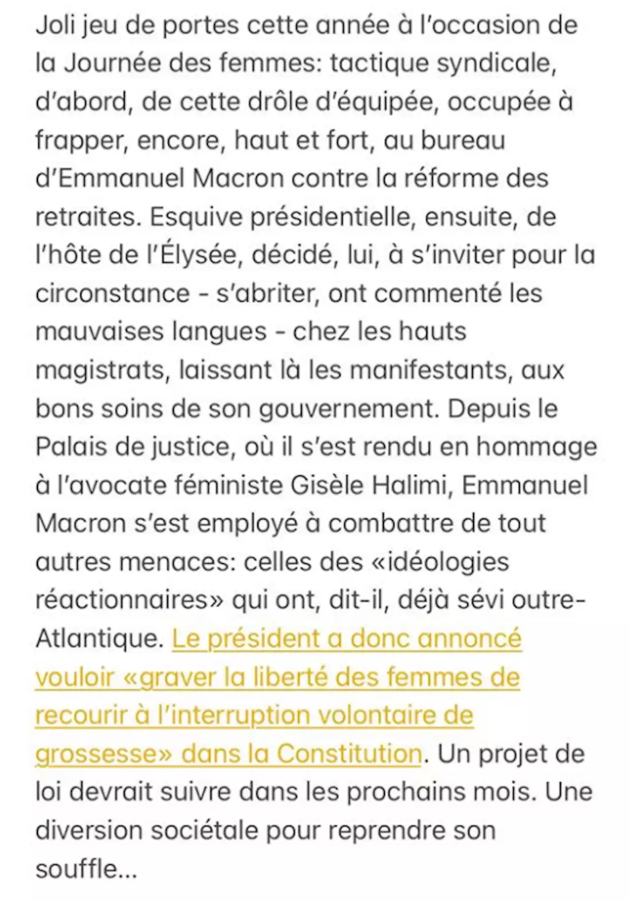 Constitutionnalisation de l’IVG: «Diversion sociétale»