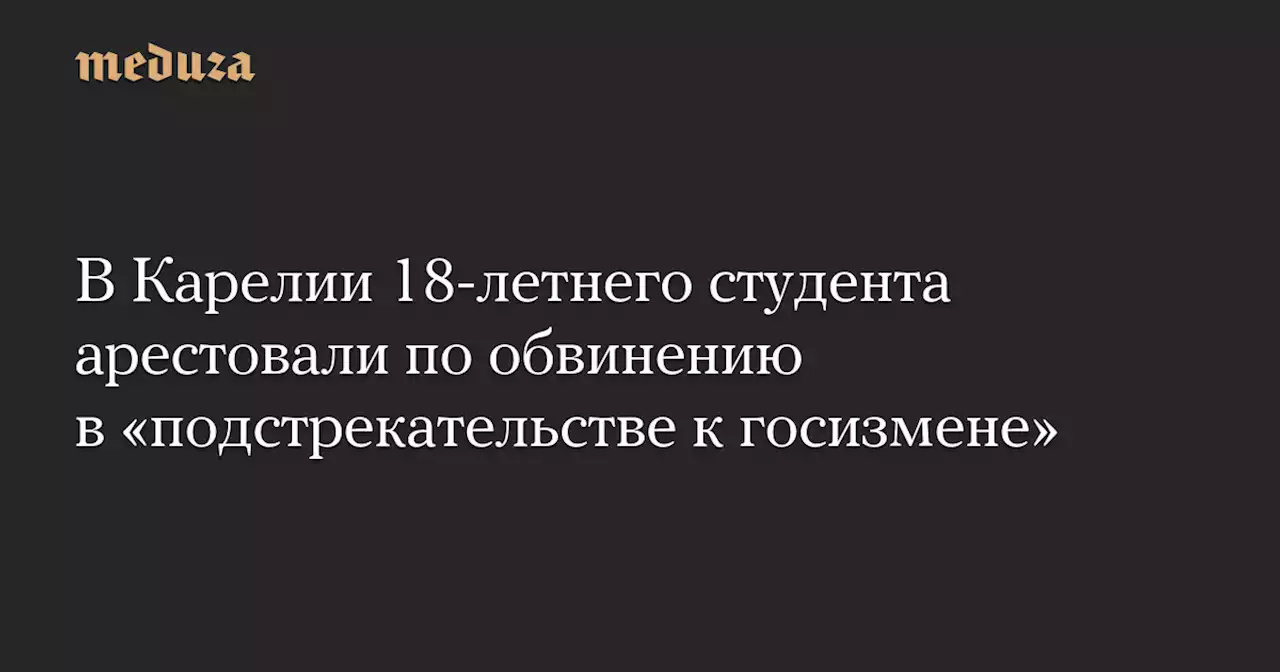 В Карелии 18-летнего студента арестовали по обвинению в «подстрекательстве к госизмене» — Meduza