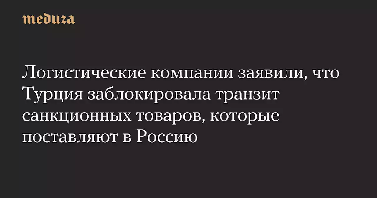 Логистические компании заявили, что Турция заблокировала транзит санкционных товаров, которые поставляют в Россию — Meduza