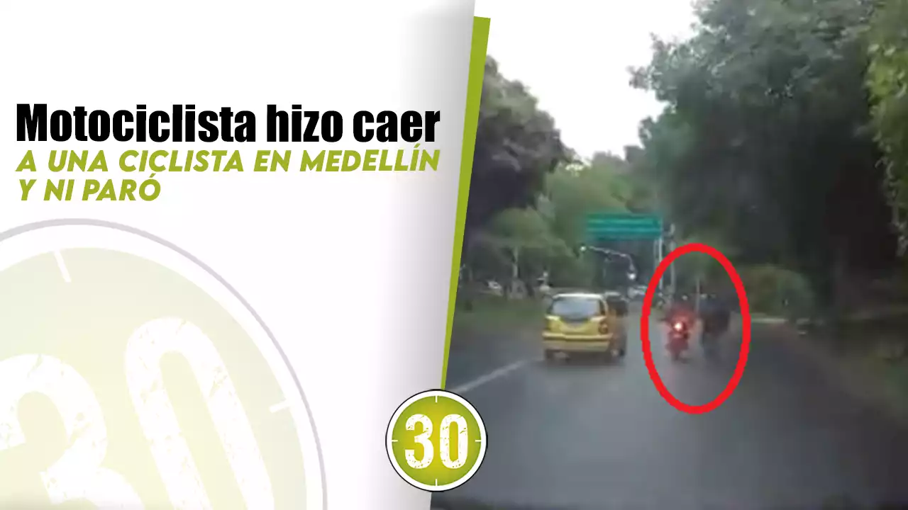 [VIDEO] Motociclista hizo caer a una ciclista en Medellín y ni paró | Minuto30