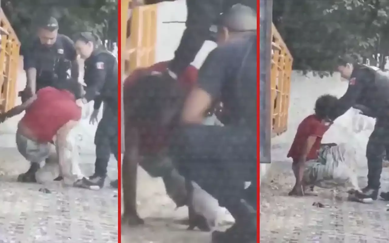 Imágenes fuertes | Captan a policías golpeando a hombre sin hogar en Guadalajara