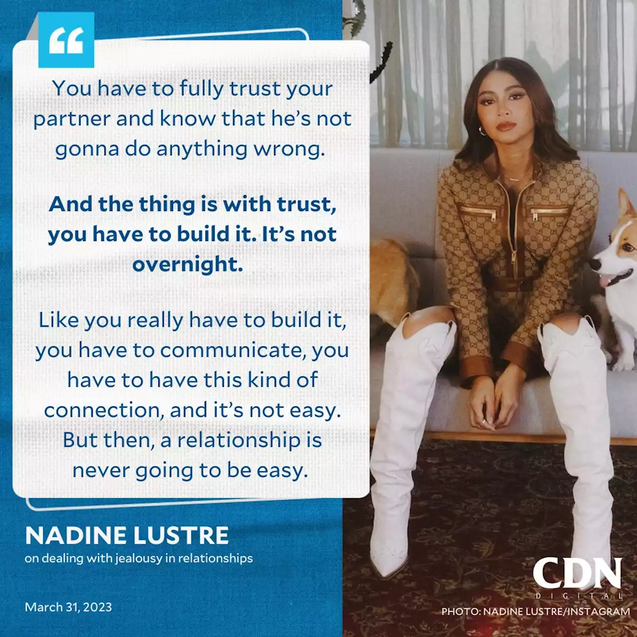 Nadine Lustre on dealing with jealousy in relationships: ‘You have to fully trust your partner’