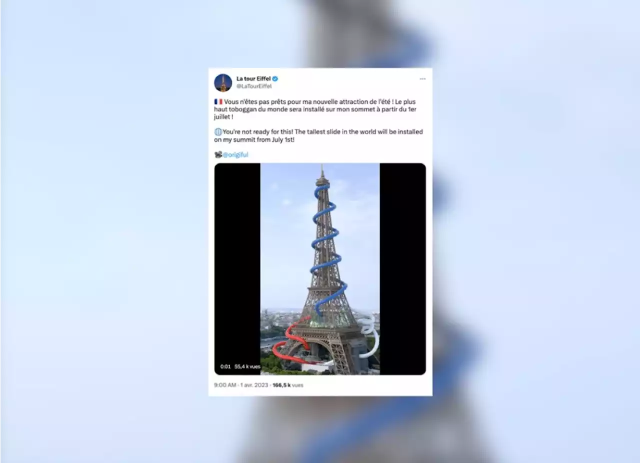 La Tour Eiffel dévoile une attraction pour le «1er avril» et amuse le web