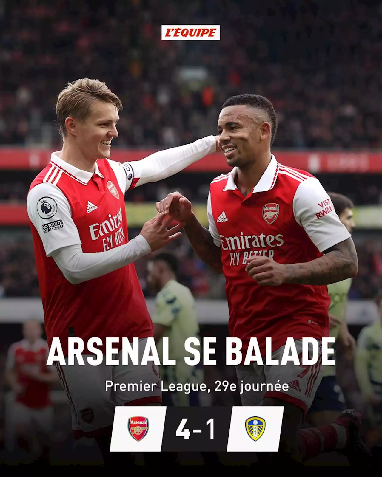 Arsenal 4-1 Leeds, Premier League : Leeds coule après le repos