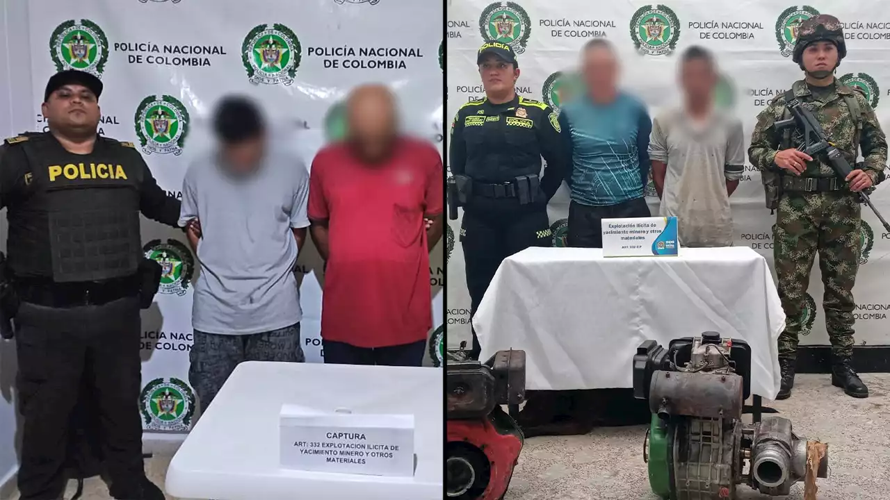 En Santa Bárbara y Puerto Triunfo, capturaron a cuatro sujetos por explotación ilícita de yacimiento minero