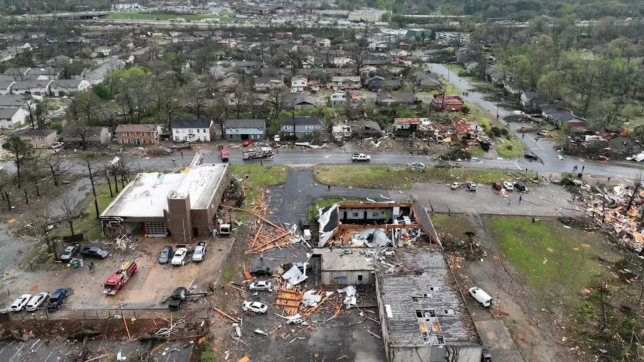 Extreme tornado damage in Little Rock, Arkansas after scores of homes destroyed across US with death toll rising