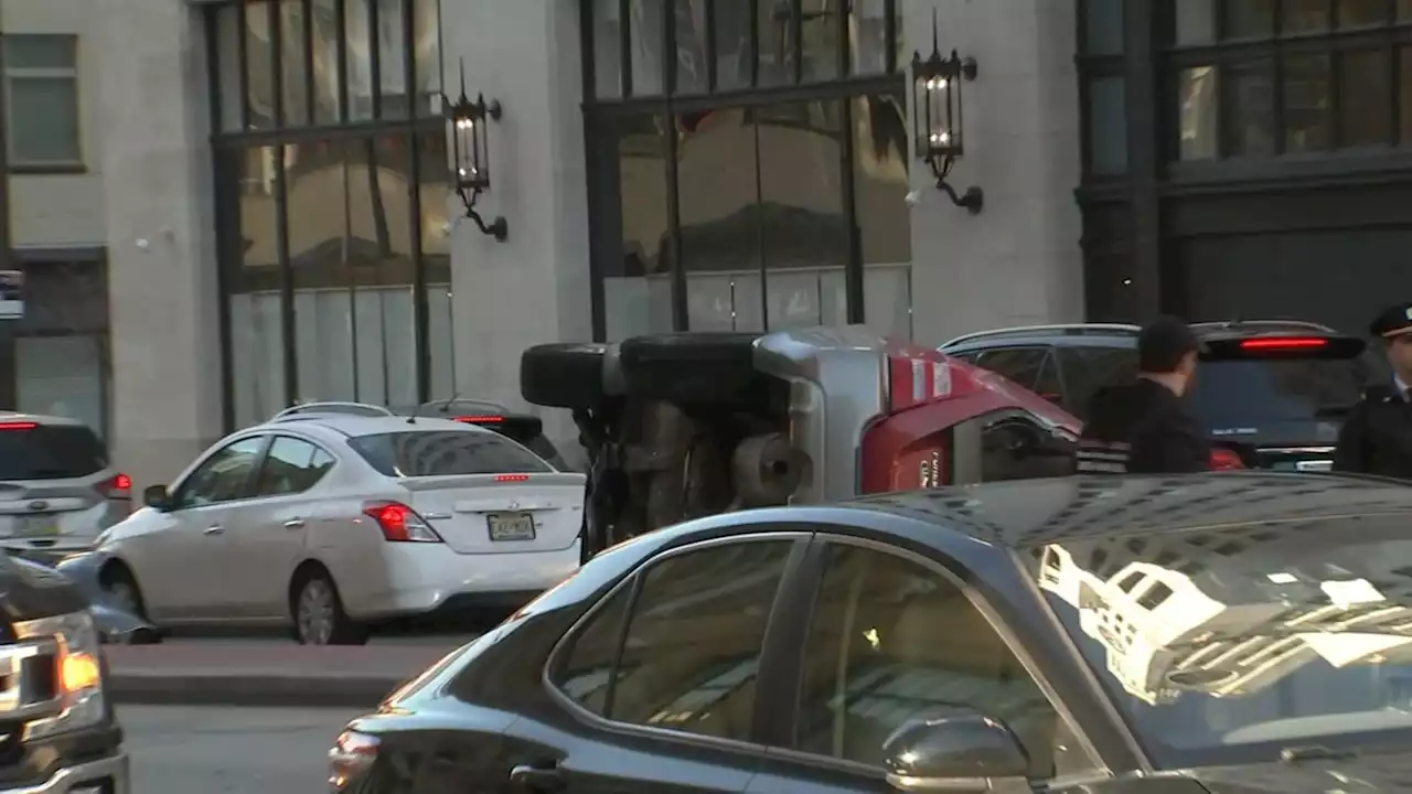 Broad Street reopens after crash involving overturned SUV in Spring Garden