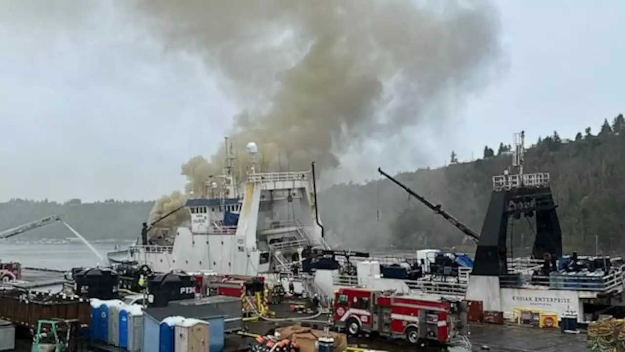 Temporary shelter-in-place issued as vessel carrying freon catches fire